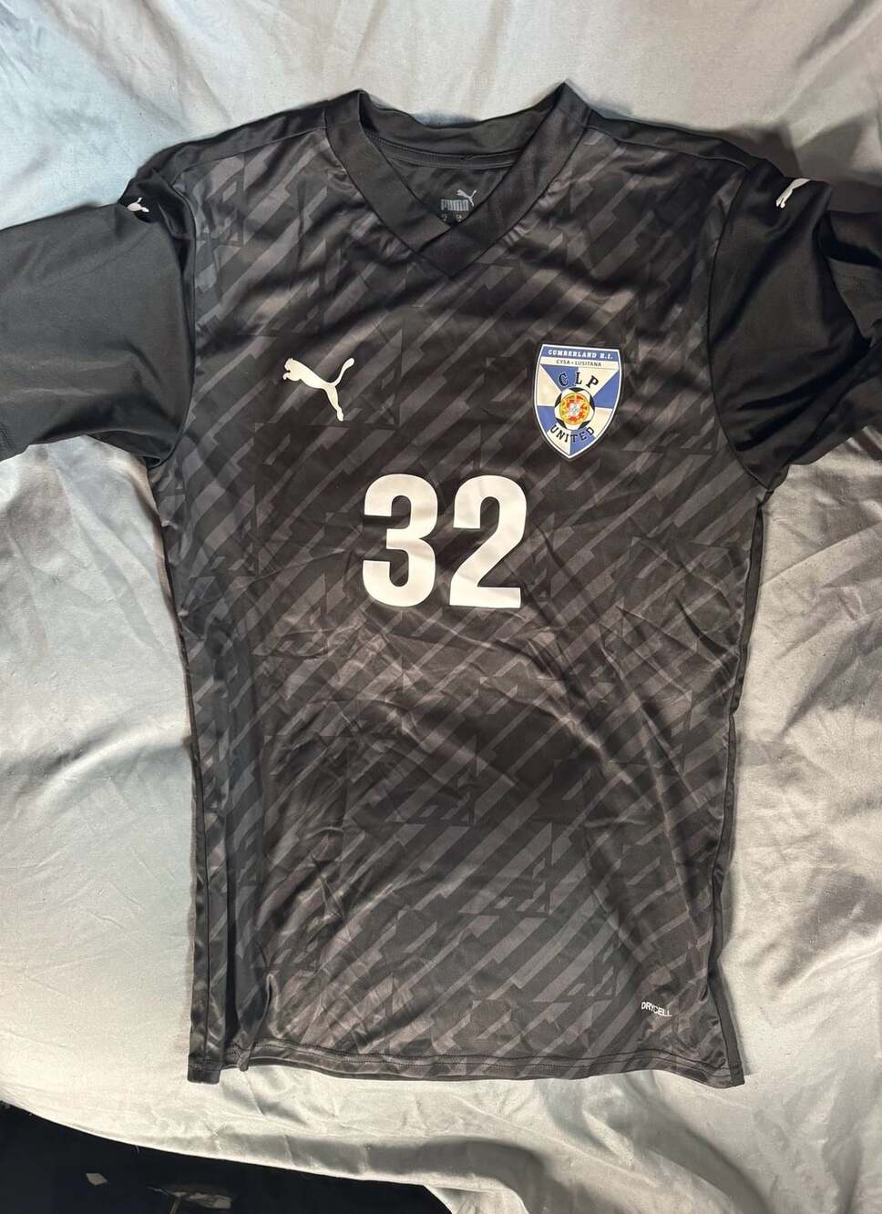Puma Cumberland R.I. CYSA Lusitana United Soccer Jersey Black Number 32 Size M